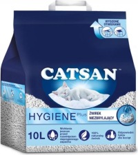 CATSAN HYGIENE PLUS — натуральный бентонитовый наполнитель для кошачьего туалета, 4x10 л