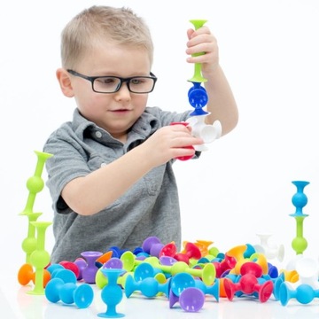 Przyssawki Fat Brain Toy Squigz Klocki 22 szt START Gra Silikon EDU