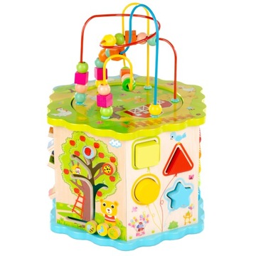 ДЕРЕВЯННЫЙ РАЗВИВАЮЩИЙ КУБ KINDERPLAY ДЛЯ ДЕТЕЙ СОРТЕР-ИГРА КИТАЙСКИЙ 8в1