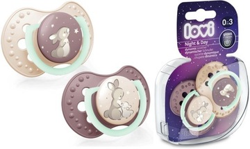 LOVI Dynamic светящаяся силиконовая соска Night&Day 0-3м 2 шт. для девочек