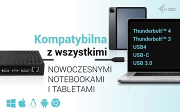 Stacja dokująca USB 3.0 / USB-C / Thunderbolt, 3+