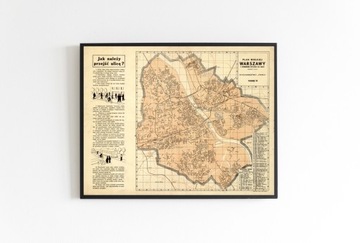 Старый план Большой Варшавы 1938 года. 50х40см