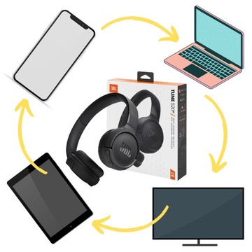 JBL TUNE 520BT CZARNE SŁUCHAWKI NAUSZNE BLUETOOTH PURE BASS 57H GRATIS