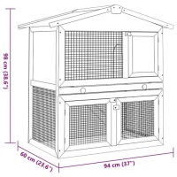 Двухуровневая деревянная клетка для кроликов с зеленой крышей, 94x60x98 см