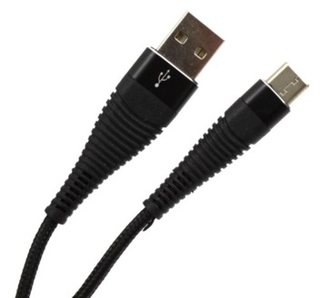 Кабель USB TYPE C для быстрой зарядки HQ, нейлон, 1 м, черный