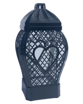 свеча-фонарь Glamour Heart Openwork черная 29 см