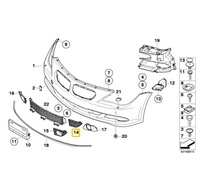 фото thumb №11, Bmw 6 e64 передня частина бампер lower правий сторона решітка радіатора 51117184692