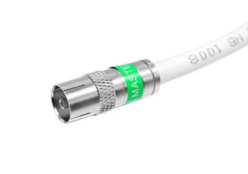 Gotowy kabel antenowy Wtyk TV i Gniazdo Antenowe 3m biały PREMIUM