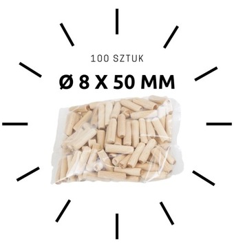 100 x Дюбель мебельный из бука Ø 8 x 50 мм
