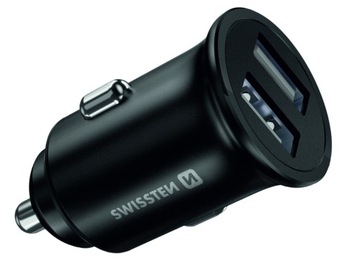 ŁADOWARKA SAMOCHODOWA SWISSTEN 2x USB 2,4A CZARNA