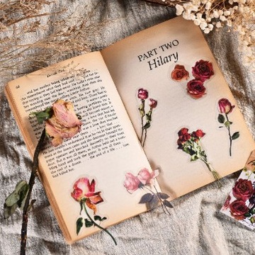Zestaw 20 naklejek foliowych scrapbooking kwiatki