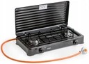 Газовая плита с 2 конфорками, черная, переходной шланг