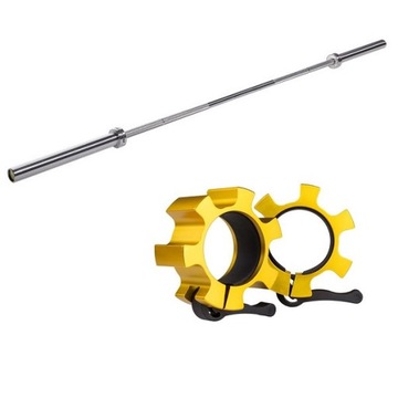GRYF PROSTY 220cm gładki olimpijski 50mm z 2 zaciskami w zestawie HMS 1100k