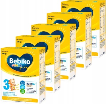 BEBIKO JUNIOR 3 NUTRIFLOR EXPERT МОЛОКО ДЛЯ ДЕТЕЙ С 1 ГОДА 5 X 600 Г