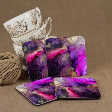 Стеклянные подставки 4 шт. для кружек MARBLE MARBLE с узором