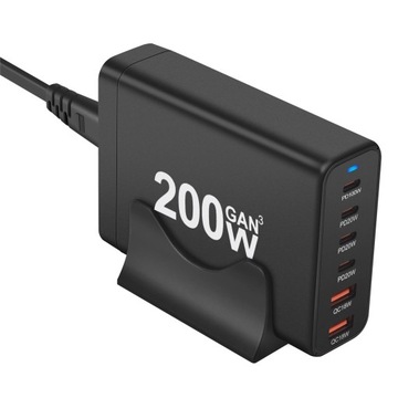 Зарядное устройство GaN мощностью 200 Вт, 6 портов USB Type C, зарядное устройство PD, быстрая зарядка 3.0, USB Type C