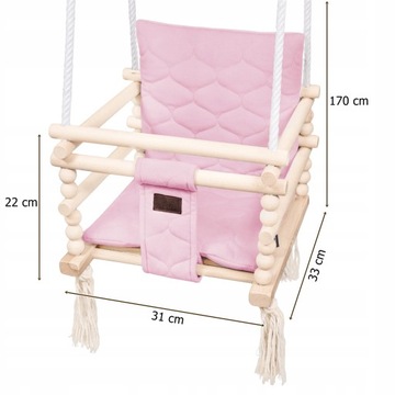 Huśtawka Drewniana Do Pokoju 3w1 Brudny Róż 170cm PREZENT