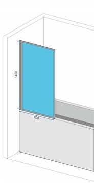 LAGOS 70x140 фиксированная шторка для ванны, черная рама