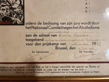Старый документ НАЦИОНАЛЬНЫЙ КОМИТЕТ ПО ПРОТИВ АЛКОГОЛИЗМА, Брюссель, 1937 г.