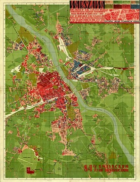 Старый план разрушения Варшавы 1949 года. 115х85см