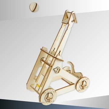 Drewniana KATAPULTA Puzzle do Złożenia Zestaw Konstrukcyjny Pociski DIY