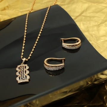 ELEGANCKI KOMPLET BIŻUTERII / GRECKI WZÓR 45 CM PREZENT DLA DZIEWCZYNY 18K