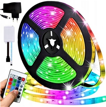 ЦВЕТНАЯ СВЕТОДИОДНАЯ ЛЕНТА RGB + ПУЛЬТ 5М ВОДОНЕПРОНИЦАЕМЫЙ SMD