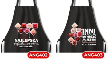 Fartuch Czarny Dla Manicurzystki Prezent Jestem Zołzą Robię Paznokcie Wzory