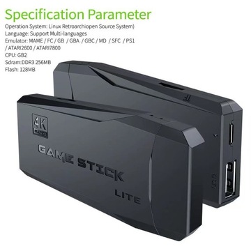Game Stick Lite 4K Game Stick Lite M8 64 ГБ Беспроводной игровой контроллер PSP с двумя ручками