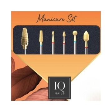 IQ NAILS SET 14 EXPERT GOLD POWER - НАБОР ИЗ 6 ФРЕЗ ДЛЯ ГЕЛЕВЫХ ГИБРИДНЫХ ФРЕЗ