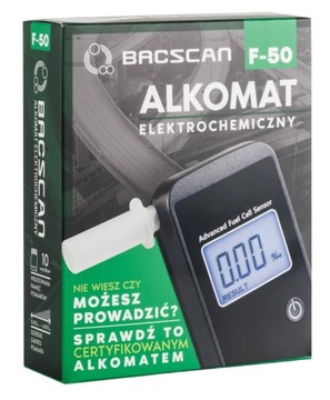 Алкотестер BACscan F-50 + калибровки, сертификат и 10 многоразовых мундштуков.
