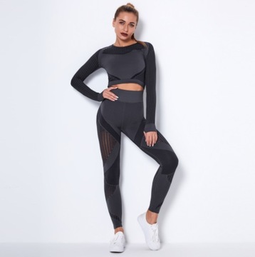 КОМПЛЕКТ бесшовных спортивных леггинсов PUSH UP ТОП моделирование HIGH WEATHER L
