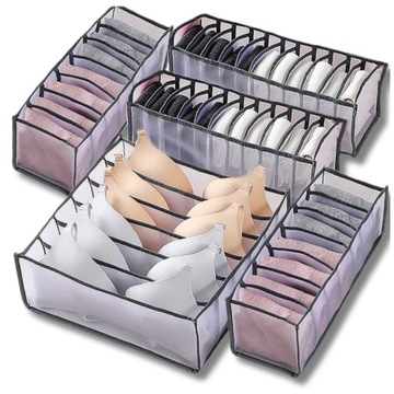 Zestaw organizer do szafki szuflady 5szt na bieliznę materiałowy pojemnik