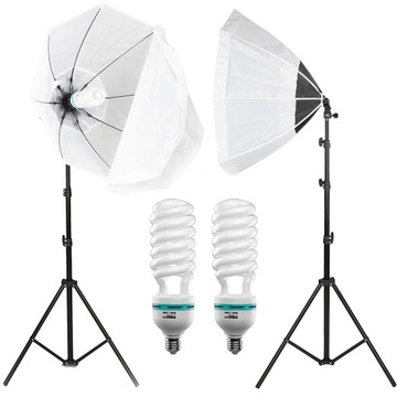 2x Lampa studyjna softbox PÓŁKULISTY żarówka 170W