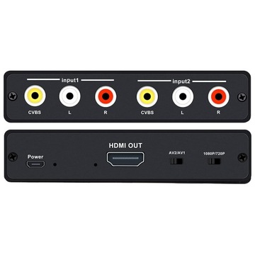 Konwerter Adapter Switch z 2x AV RCA CVBS do HDMI