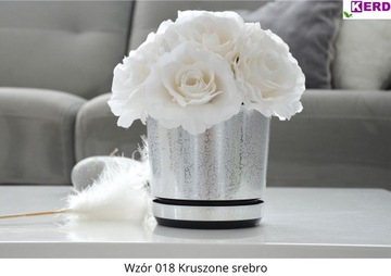 12 Doniczka z podstawką KRUSZONE SREBRO subtelny połysk storczyk orchidea