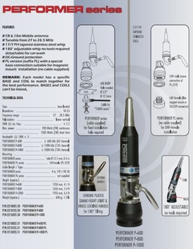 ANTENA CB SIRIO PERFORMER 800 PL ORYGINAŁ 165cm
