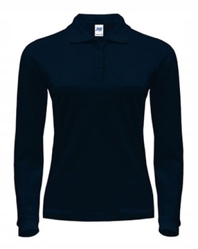 KOSZULKA POLO damska z długim rękawem JHK POPL-200 LS granatowa NY r. S