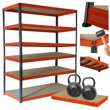 Regał metalowy magazynowy stojak HELIOS 196x150x35cm 6Px275kg MOCNY SZEROKI