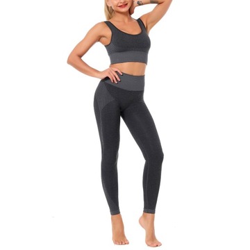 KOMPLET SPORTOWY bezszwowe legginsy top fitness S