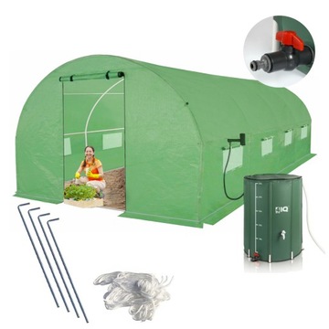 Tunel foliowy Szklarnia 3x6m GRUBA rurka 25mm + Składany zbiornik 500L
