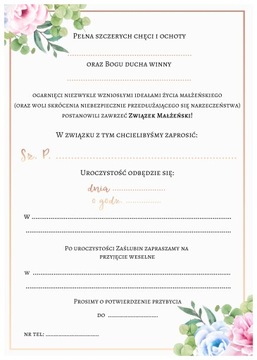 ZAPROSZENIA ŚLUBNE NA WESELE Rose Gold Harmonia