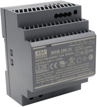 Блок питания DIN Mean Well HDR-100-24 24 В постоянного тока 3,83 А 92 Вт