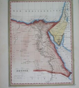 Оригинальная ДЕКОРАТИВНАЯ КАРТА АФРИКИ 1838 года Египет Каир Гиза Синай Красное море