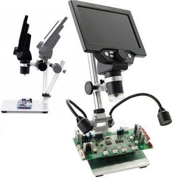 MIKROSKOP CYFROWY x1200 KAMERA 12MP WYŚWIETLACZ MATA ZESTAW 6 PĘSET