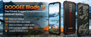Смартфон DOOGEE BLADE10 9 ГБ + 128 ГБ ARMOR 5150 мАч 6,56 дюйма HD+ Android 14 IP68