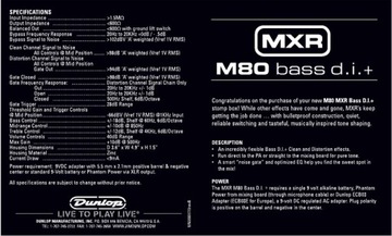 DUNLOP MXR M-80 Bass Предусилитель D.I.+ / Distortion Bass