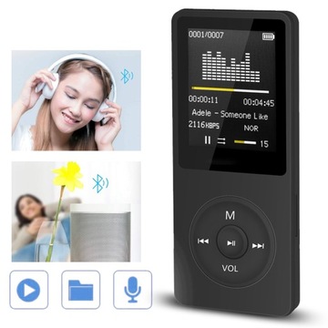 ODTWARZACZ MP3 BLUETOOTH BEZSTRATNY ODTWARZACZ MP3 Z RADIEM FM +SŁUCHAWKAMI