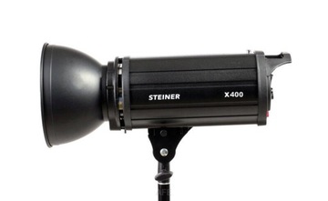 PROFESJONALNA LAMPA STUDYJNA BŁYSKOWA 400Ws STEINER X-400 GN65 BOWENS KLOSZ