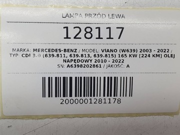 фото thumb №12, Лампа перед ліва viano w639 a6398202861 bi-xenon led європа комплект